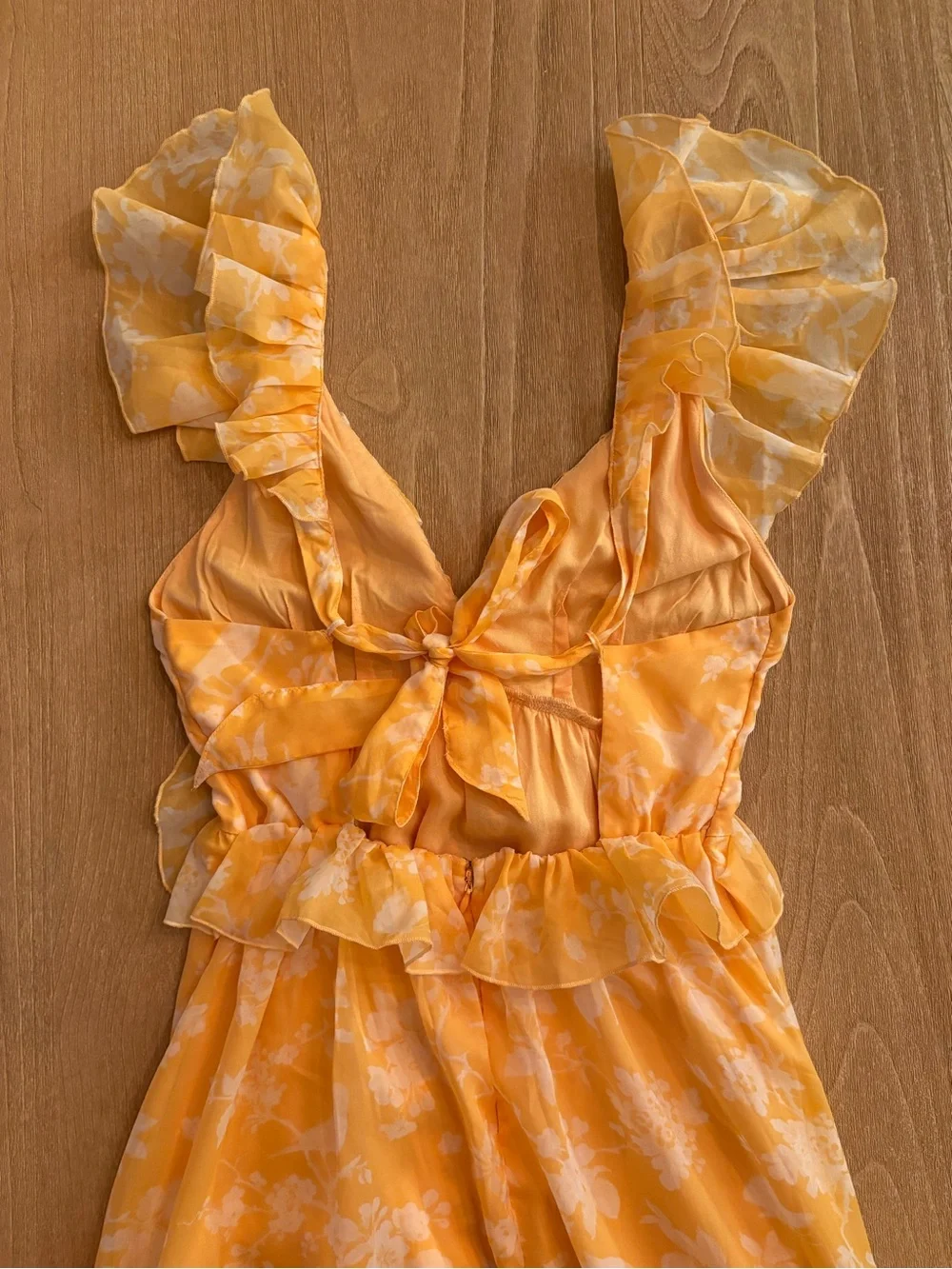 Abercrombie & Fitch Drama Ruffle Floral Maxi Dress XS NWT Yellow Orange White